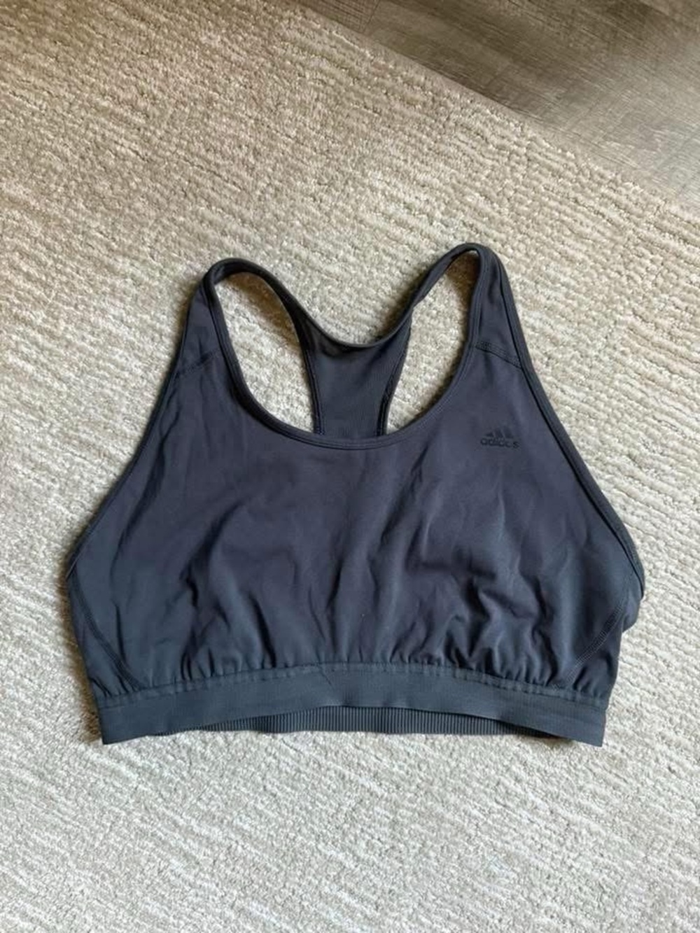 adidas charcoal gray Racerback Medium-Support Sports Bra
